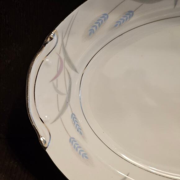Vintage 1950’s Valmont China Royal Wheat Pattern 14” Oval Serving Platter - Picture 3 of 5